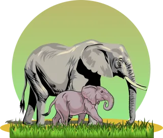 Elephant Elephant with cub Safari Stickdatei
