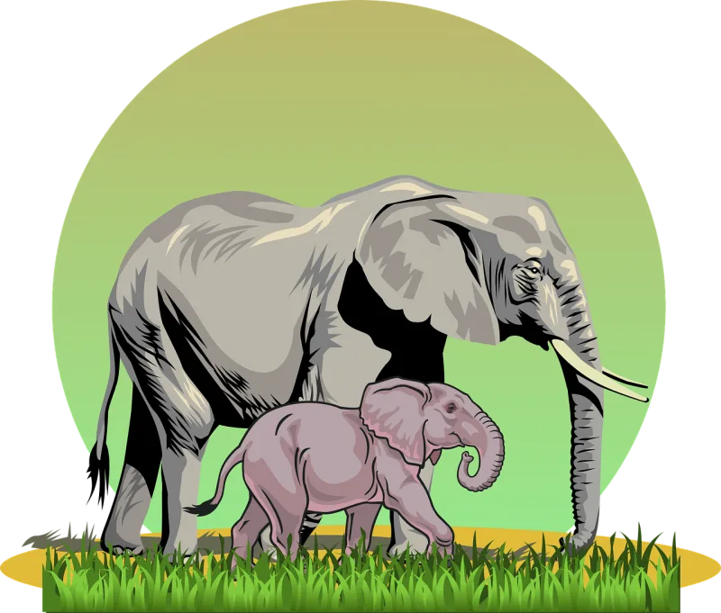Elephant Elephant with cub Safari Stickdatei – Tiere