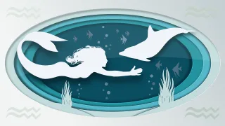 Siren Dolphin Silhouettes Stickdatei