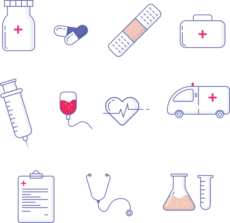 Medical Hospital Icons Stickdatei – Fahrzeuge