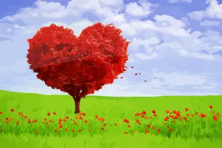 Tree heart Landscape Love Stickdatei
