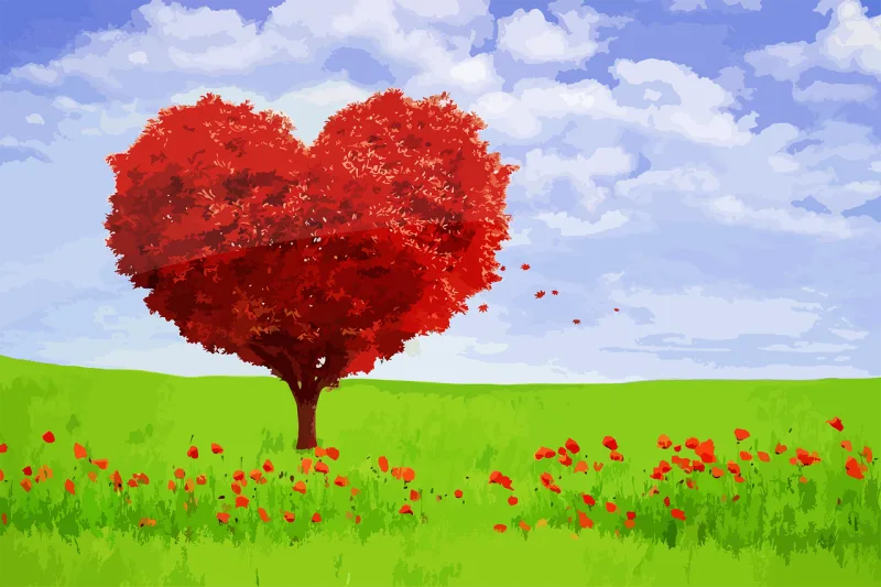 Tree heart Landscape Love Stickdatei – Blumen