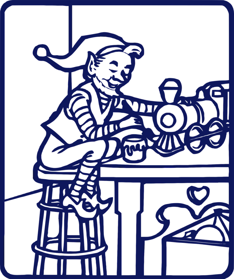 Elve Christmas Line art Stickdatei – Kinder