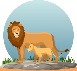 Lion Lion with cub Cub Stickdatei
