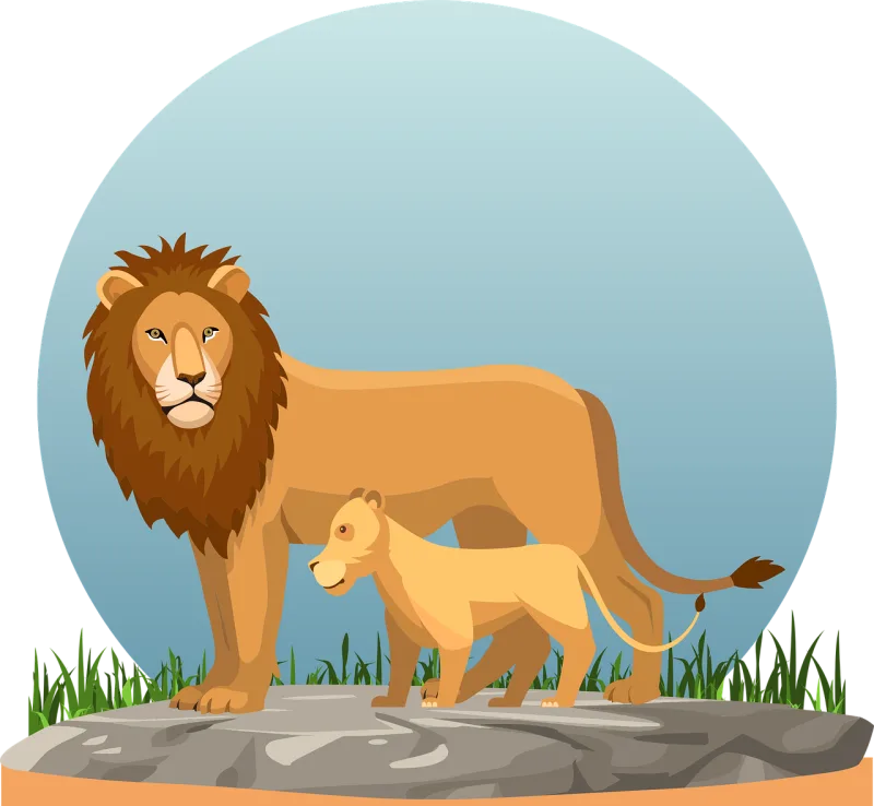 Lion Lion with cub Cub Stickdatei – Tiere