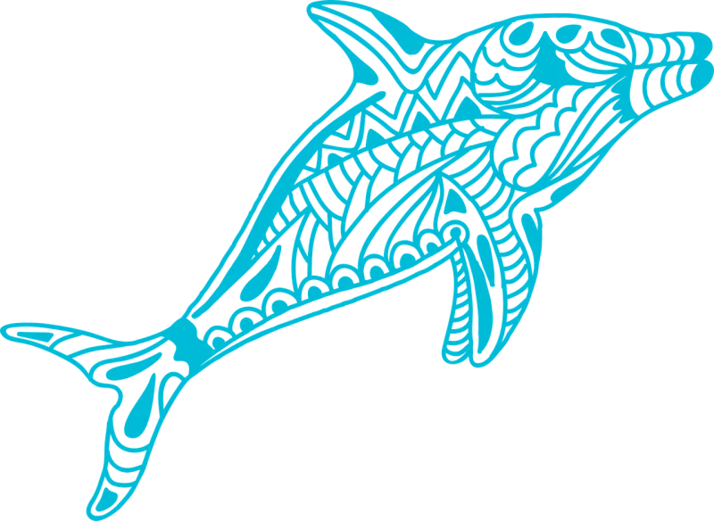 Dolphin Sea Blue Stickdatei – Tiere
