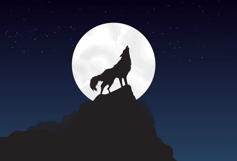 Wolf Moon Nighttime Stickdatei – Natur