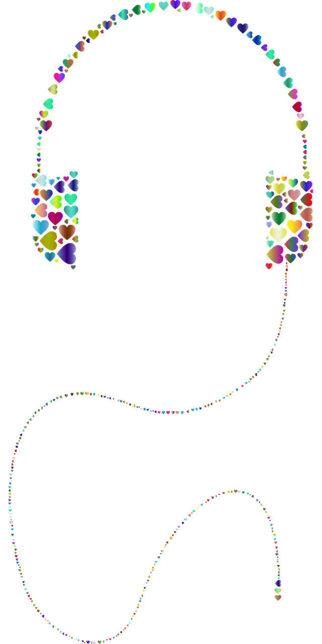 Headphones Hearts Love Stickdatei – Musik