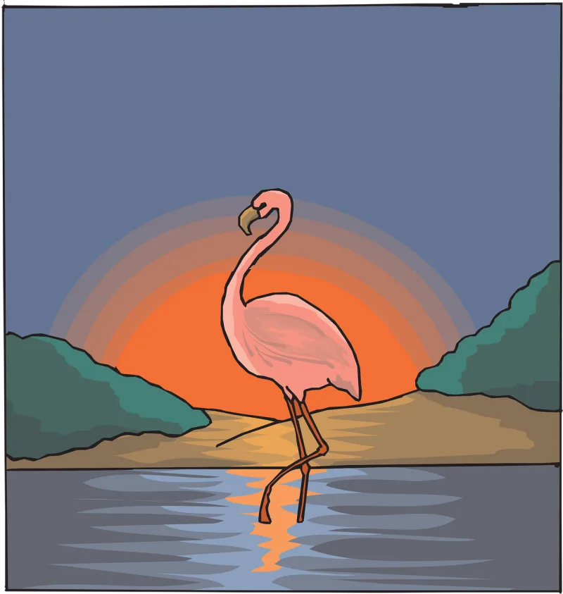 Flamingo Water Pink Stickdatei – Natur