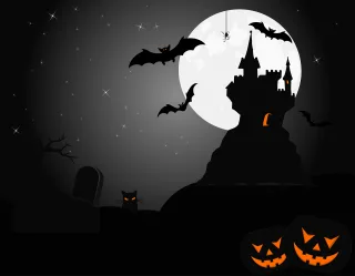 Halloween Bat Graveyard Stickdatei