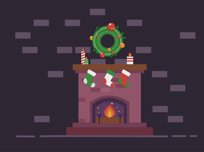 Christmas Fireplace Stocking Stickdatei – Weihnachten