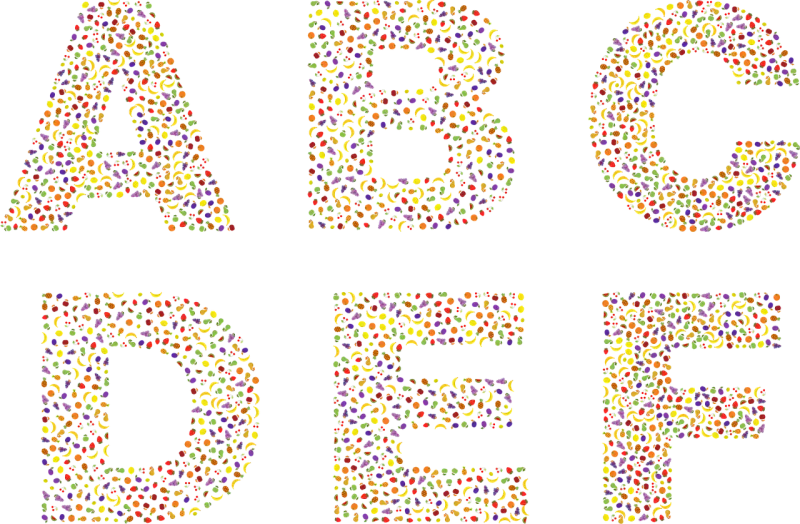 Fruit Font Alphabet Stickdatei – Essen & Trinken