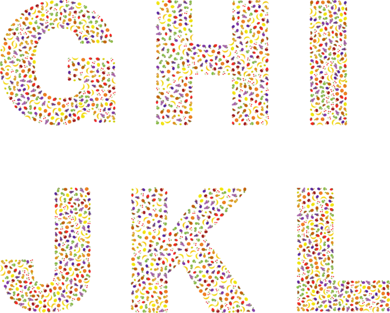 Fruit Font Alphabet Stickdatei – Essen & Trinken