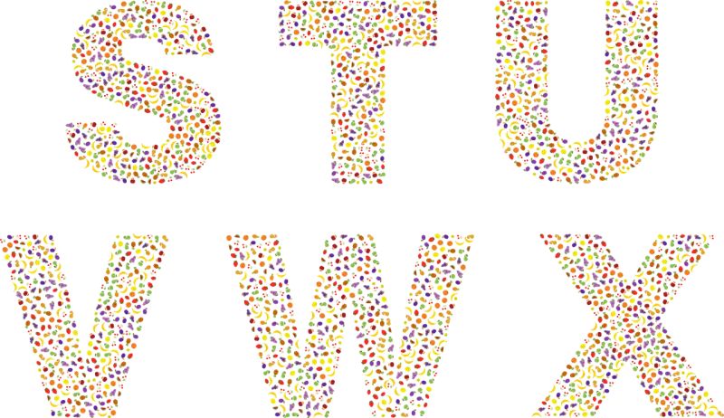 Fruit Font Alphabet Stickdatei – Essen & Trinken