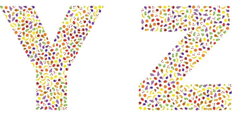Fruit Font Alphabet Stickdatei – Essen & Trinken
