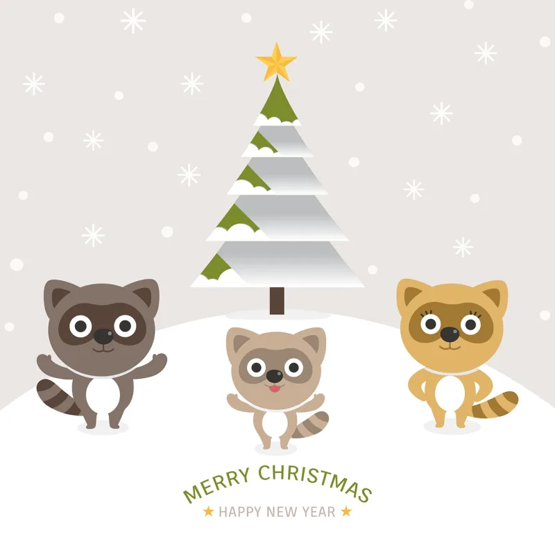 Adorable Animal Background Stickdatei – Weihnachten