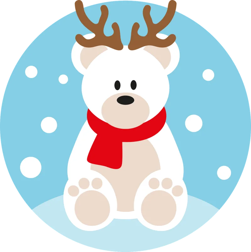 Polar bear Christmas Reindeer Stickdatei – Weihnachten