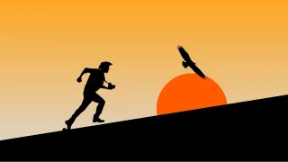 Silhouette Sunset Jump Stickdatei