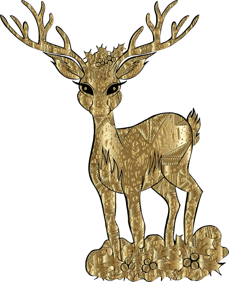 Deer Christmas Gold Stickdatei – Tiere