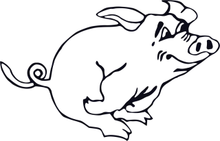 Pig Running Animal Stickdatei