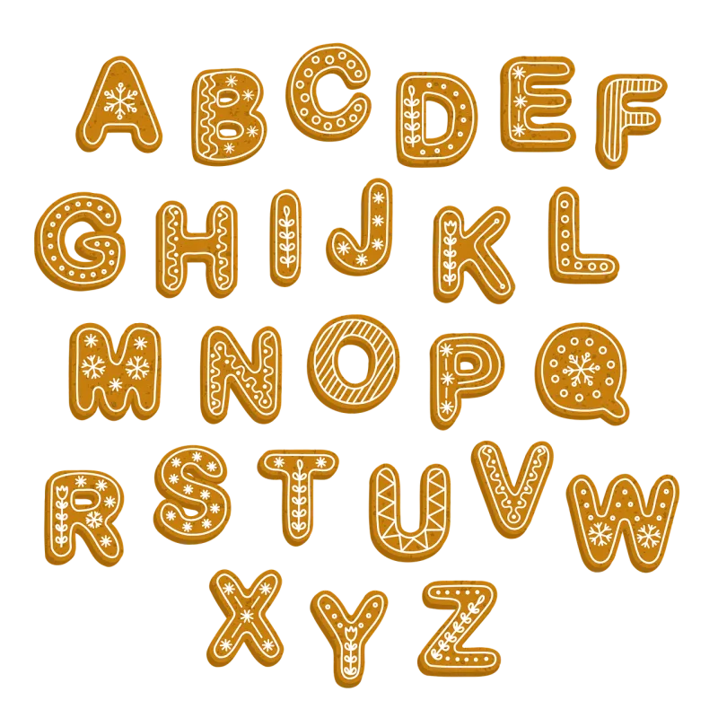 Gingerbread Letters Alphabet Stickdatei – Weihnachten