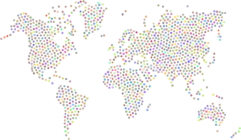 Snowflake World Map Stickdatei – Weihnachten