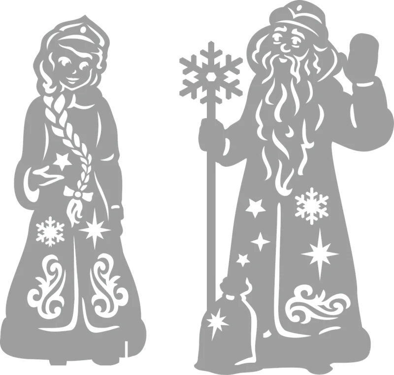 Father frost Snow maiden New year Stickdatei – Weihnachten