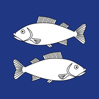 Blue Opposite Fish Stickdatei