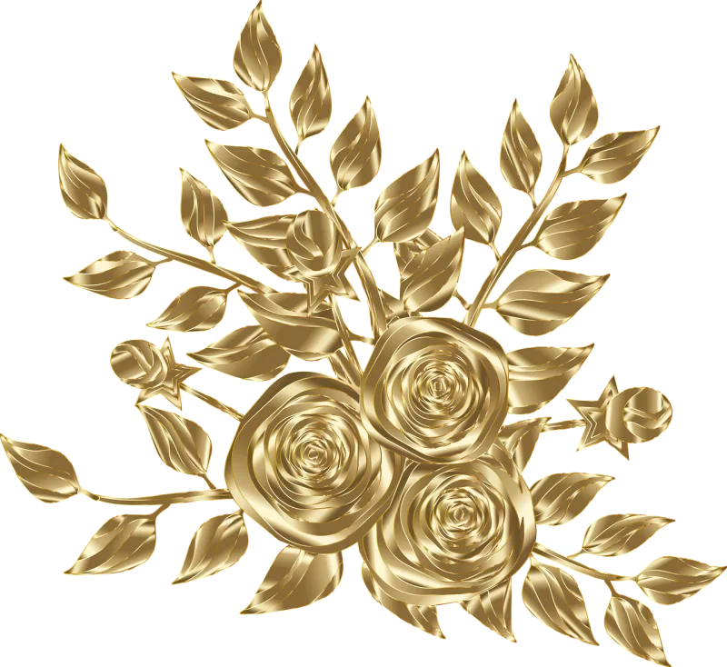 Flowers Floral Gold Stickdatei – Natur