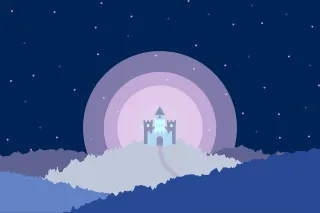 Night Castle Mountain Stickdatei
