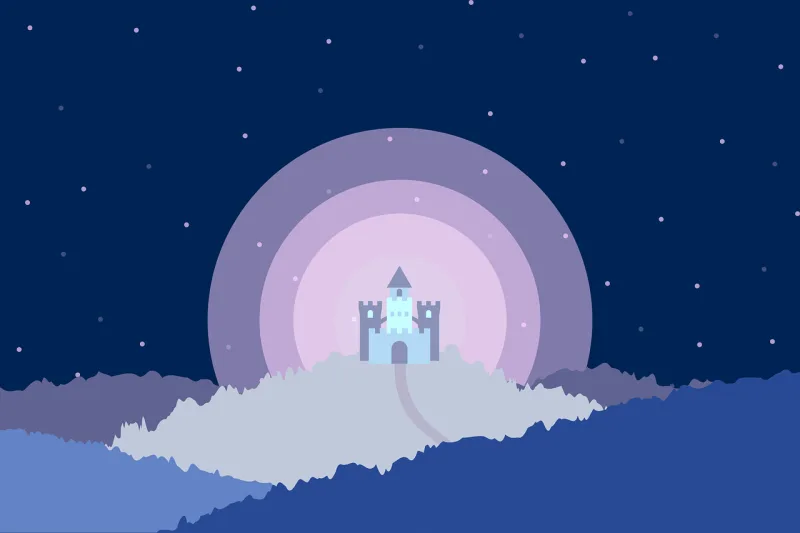 Night Castle Mountain Stickdatei – Kinder