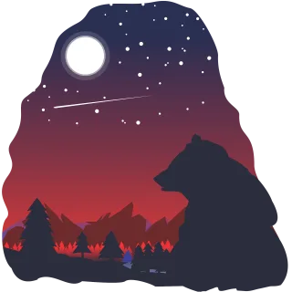 Bear Night Moon Stickdatei