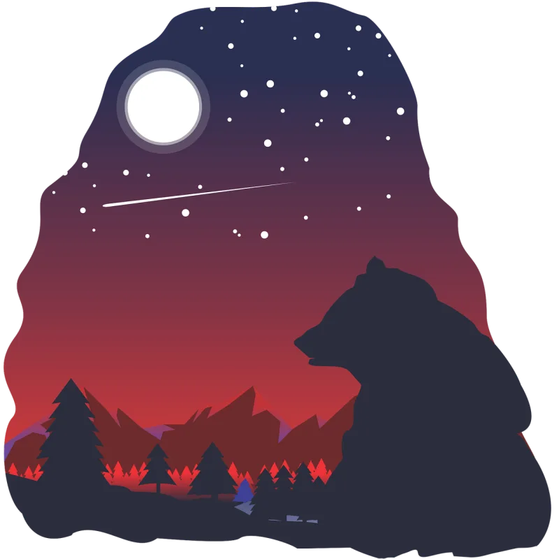 Bear Night Moon Stickdatei – Natur