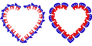 Democrat Republican Heart Stickdatei – Tiere