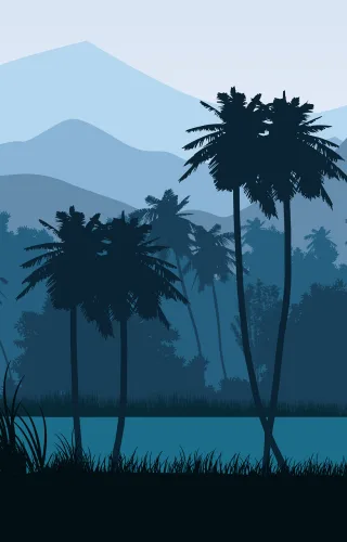 Palm Mountain Landscape Stickdatei
