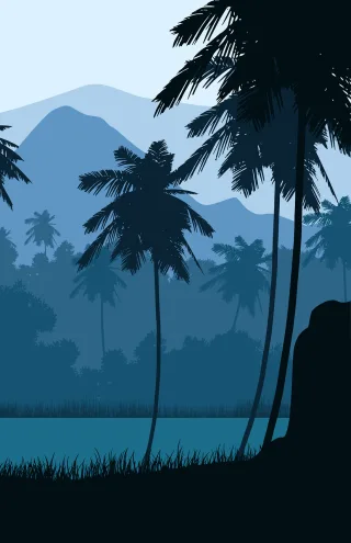 Palm Mountain Landscape Stickdatei