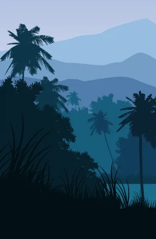 Palm Mountain Landscape Stickdatei