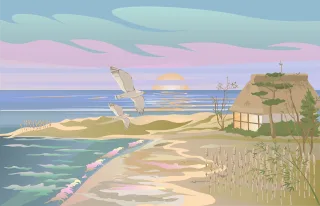 Seaside Beach Hut Stickdatei