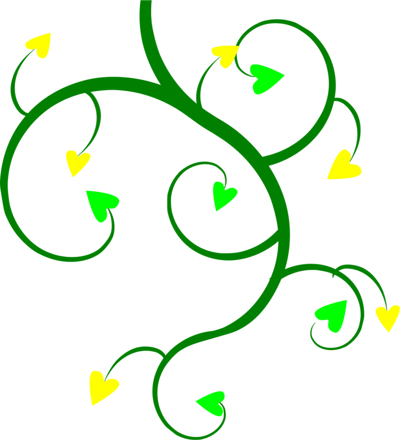 Branch Green Yellow Stickdatei – Herzen & Liebe