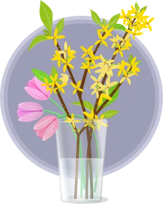 Spring Easter Forsythia Stickdatei