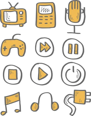 Television Icon Buttons Stickdatei – Musik