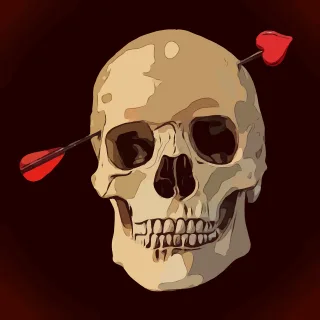 Cupid Skull Heart Stickdatei