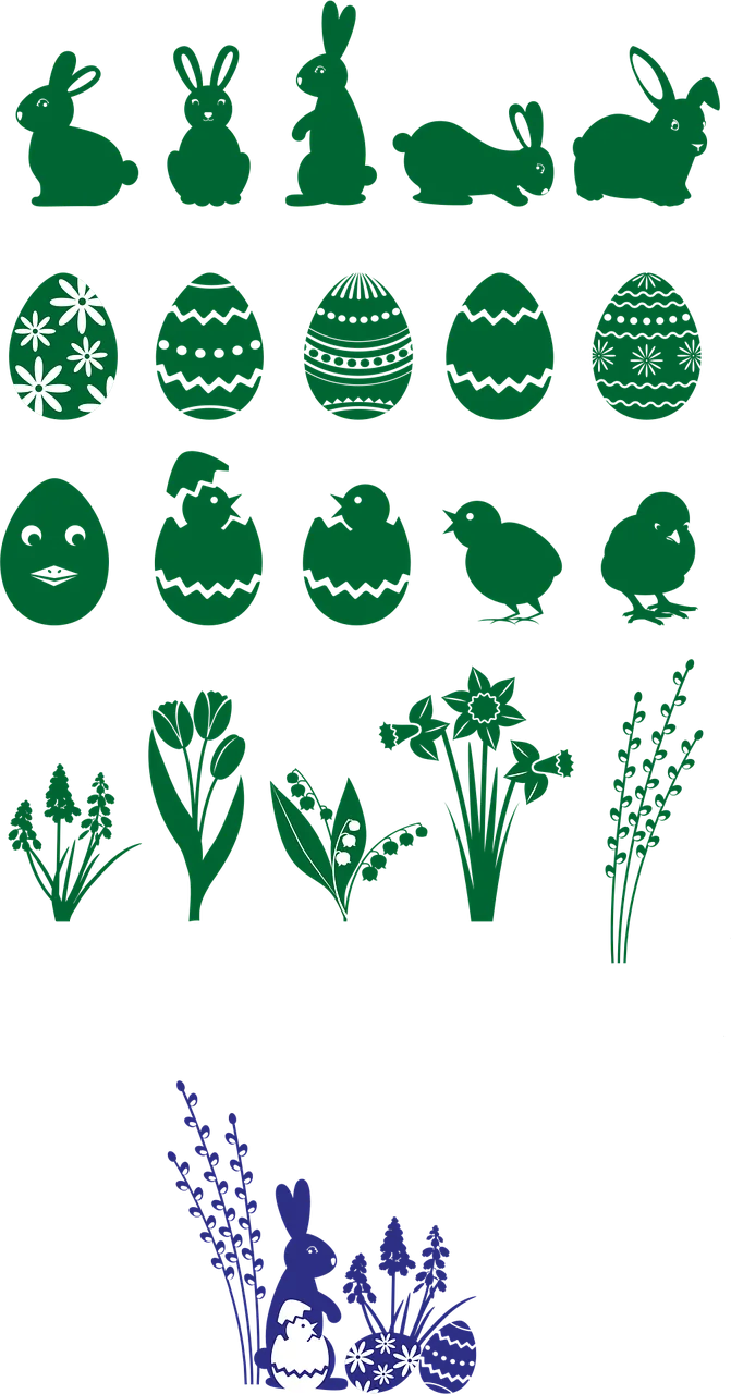 Easter Icons Bunny Stickdatei – Blumen