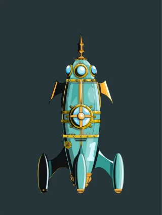 Rocket Steampunk Science fiction Stickdatei – Kinder