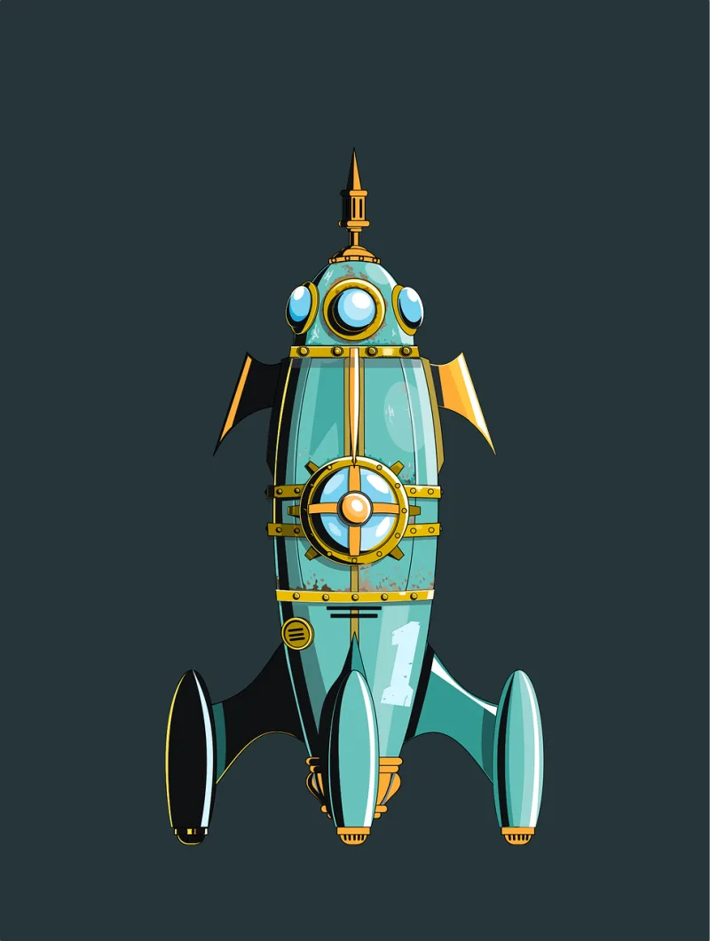 Rocket Steampunk Science fiction Stickdatei – Kinder