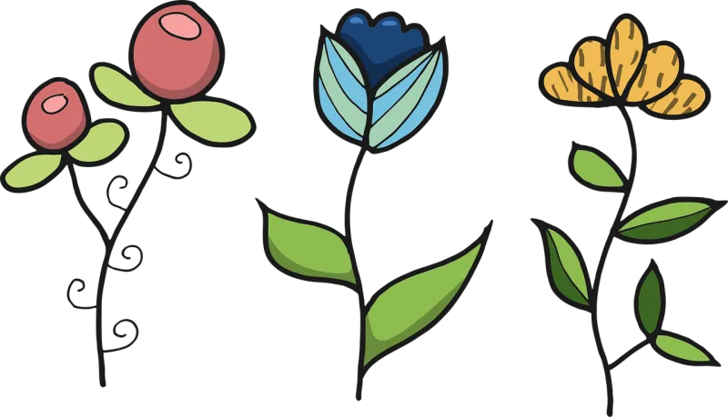 Flowers Cartoon Beautiful flowers Stickdatei – Herzen & Liebe