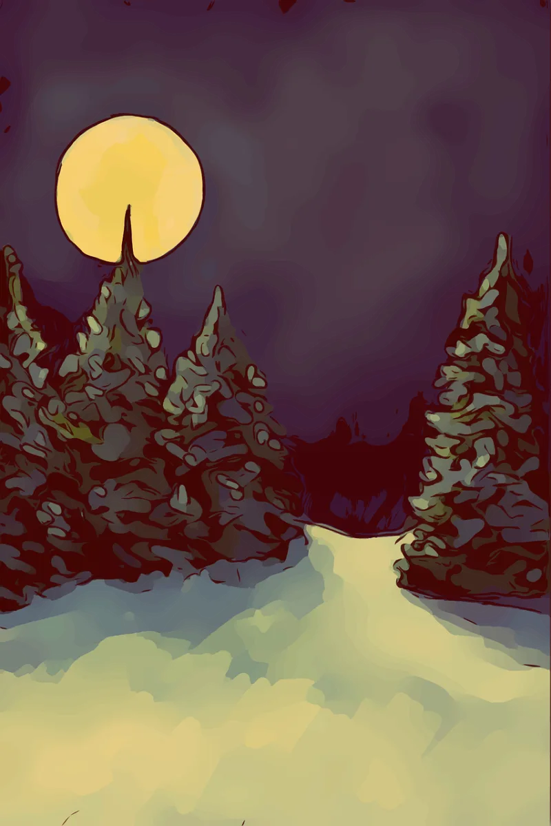 Moonlit Forest Moon Stickdatei – Natur