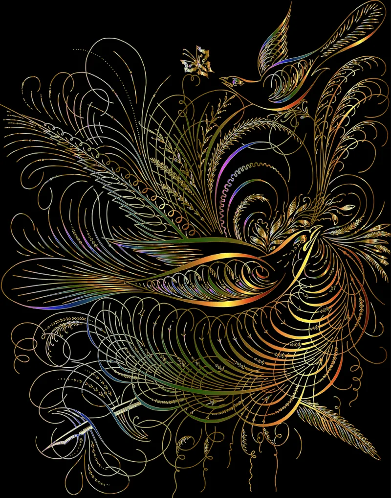 Birds Flourish Decorative Stickdatei – Tiere