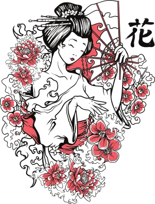 Geisha Japanese Japan Stickdatei