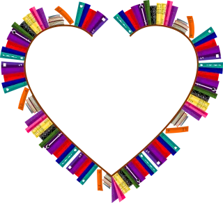 Bookshelves Frame Heart Stickdatei